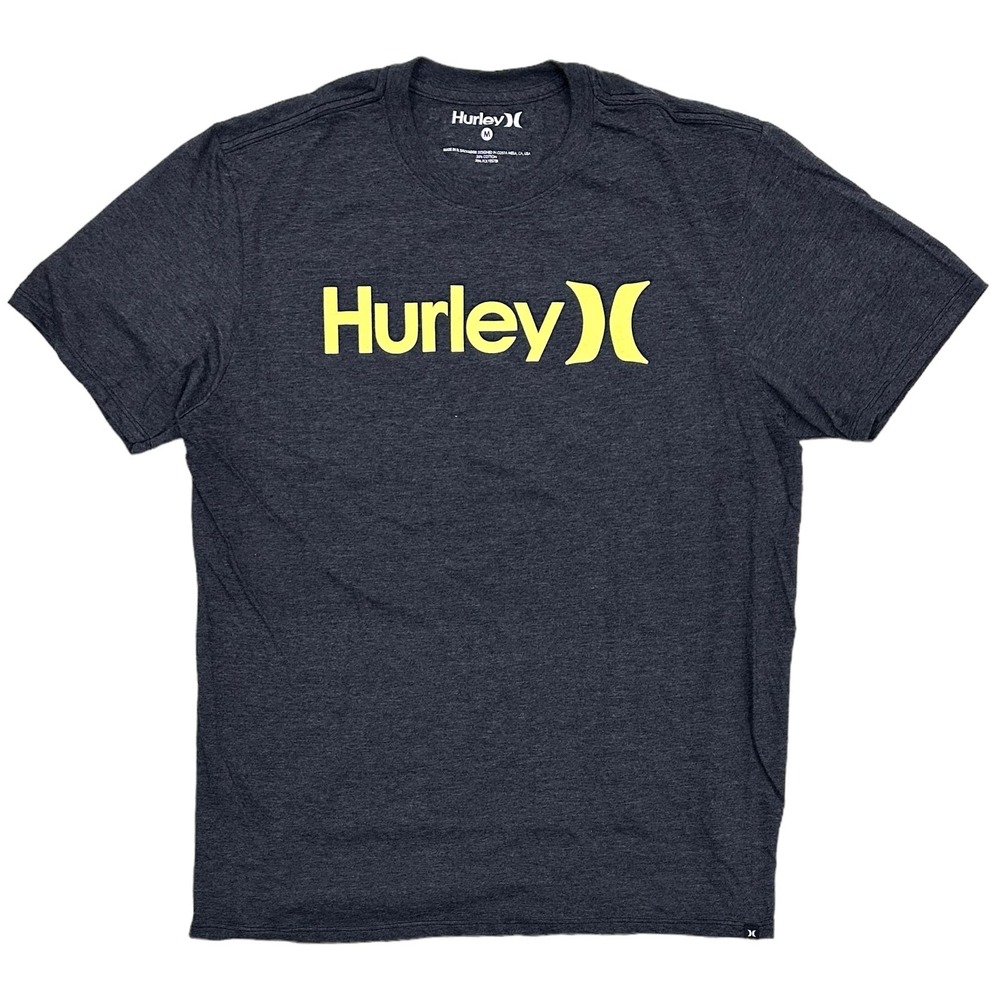 Hurley Men's One and Only Graphic Logo Short Sleeve Tee T-Shirt in Black Heather